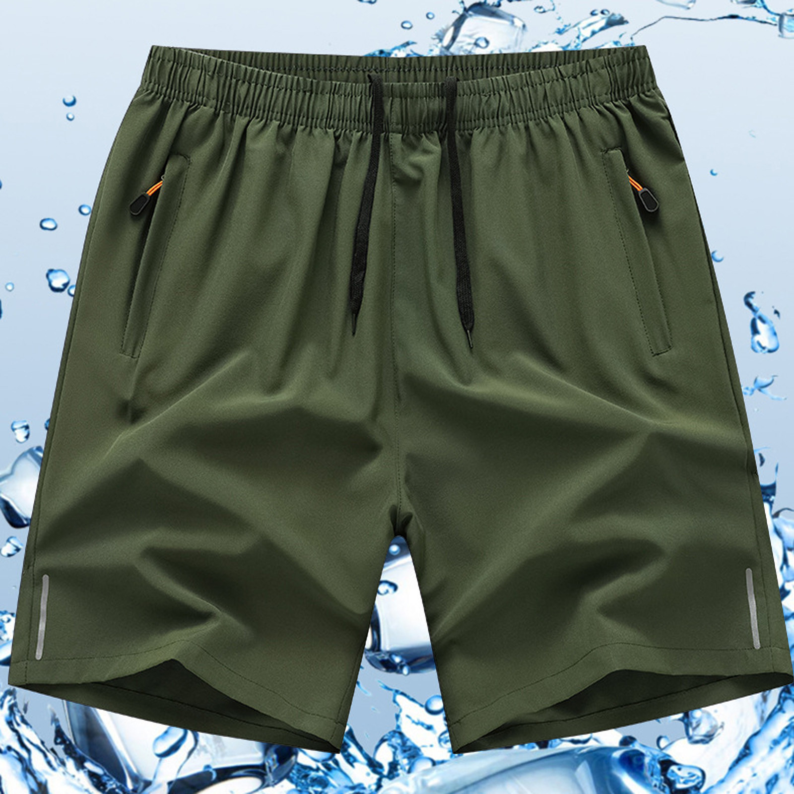 thumbnail image 2 of Pantalones cortos de color liso con bolsillo con cremallera para hombre, poliéster transpirable, deportivos informales, ropa de verano, M-XXXXXXXXL, 2 of 4